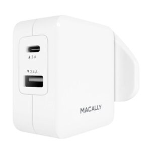 Carregador AC Macally 24W com 2 Portas (USB + USB-C)
