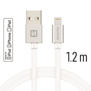 Cabo Lightning 1.2m SWISSTEN Textile Prateado