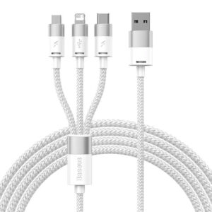Cabo Baseus OTG StarSpeed USB-A p/ MicroUSB/USB-C/Lightning 1.2m Branco