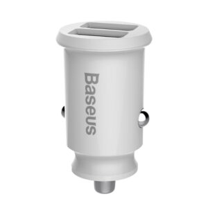 Carregador de Isqueiro Baseus Grain Car Charger 3.1A Dual USB-A Branco