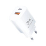 Carregador 3MK Hyper Charger 20W USB-A e USB-C Branco