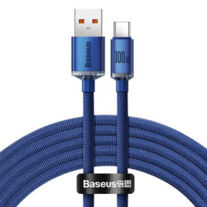 Cabo Baseus Crystal Fast Charge USB/TYPE-C 100W 1.2M Azul