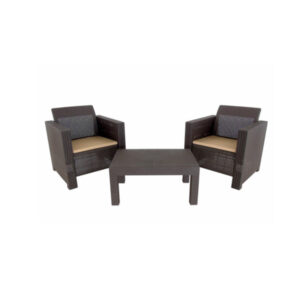 Conjunto Mesa + 2 Sofás Rattan Moca 81CM