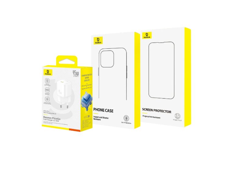 Kit Baseus iPhone 16 (Capa-Pelicula-Carregador 45W)