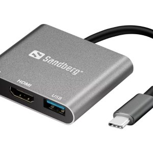 Adaptador Gráfico Usb Sandberg USB-C Mini Dock HDMI+USB | Cinzento