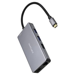 Docking Station Nanocable Tipo-C Multiporta 9 em 1 100W Cinza