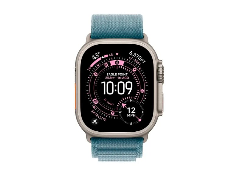 Apple Watch Ultra 3 GPS + Cellular 49mm Titânio Natural c/ Bracelete Loop Alpine Azul-claro - M