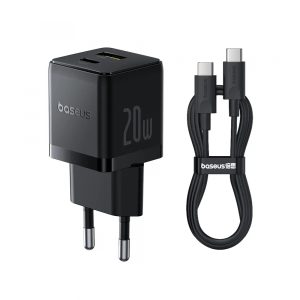 Carregador Baseus Palm Fast Charger C+U 20W Eu Cluster Preto