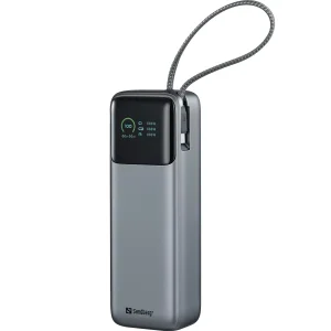 powerbank 20000mah 72wh cabo usb-c integrado 100w porto usb-c 100w total 130w usb-a 225w ecra pass-through 500g aviao